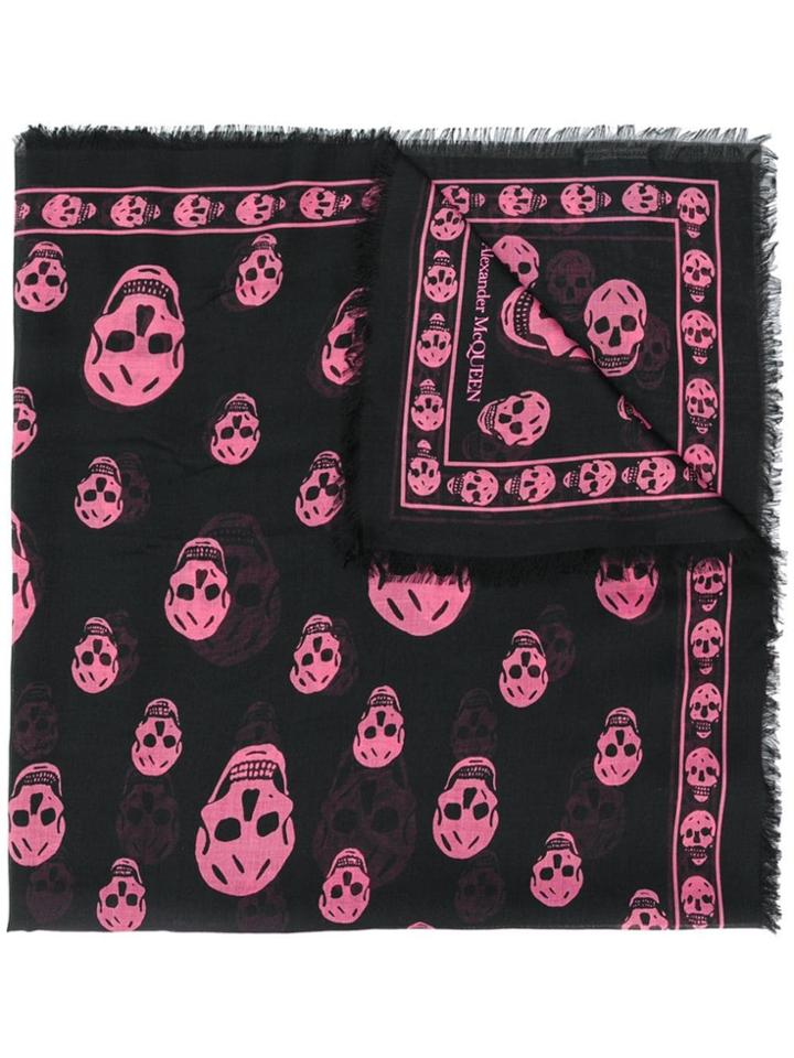 Alexander Mcqueen Skull Motif Scarf - Black