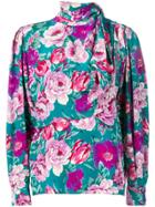 Emanuel Ungaro Vintage 1980's Floral Tied Blouse - Green