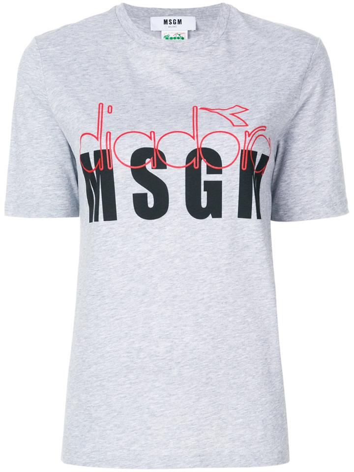 Msgm Slogan Print T-shirt - Grey