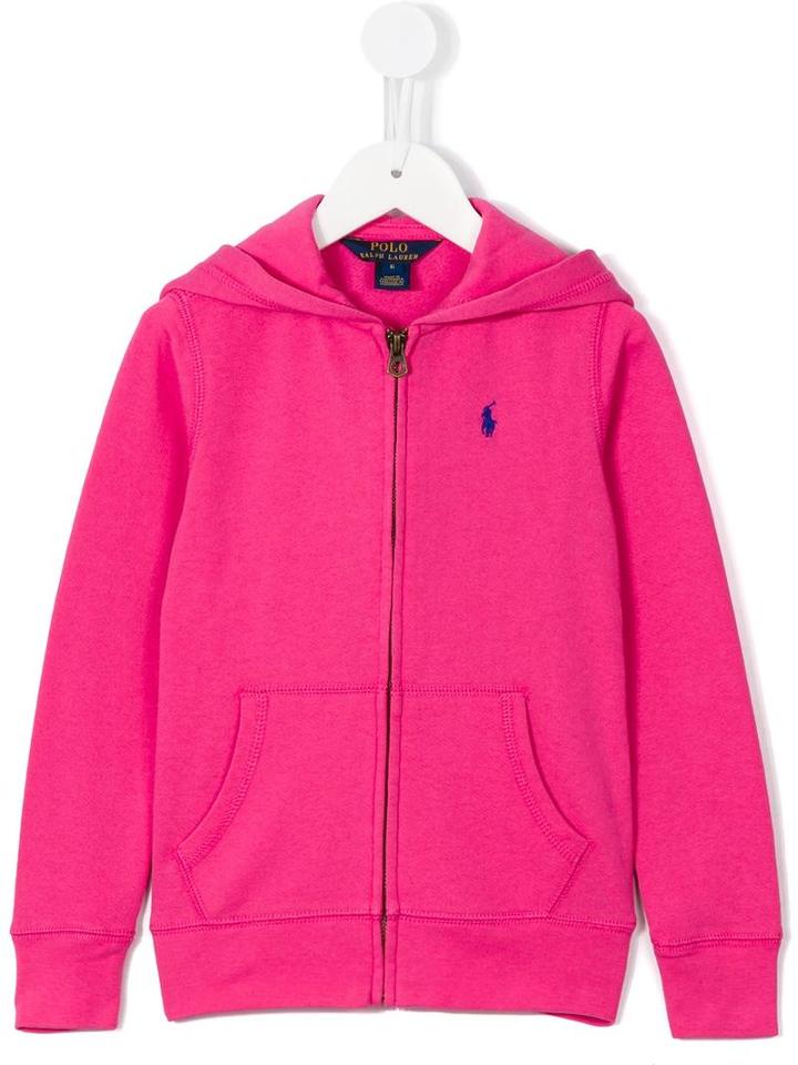 Ralph Lauren Kids Logo Zip Hoodie, Girl's, Size: 6 Yrs, Pink/purple