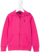 Ralph Lauren Kids Logo Zip Hoodie, Girl's, Size: 6 Yrs, Pink/purple