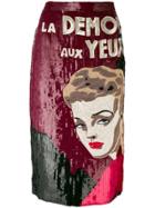 Olympia Le-tan Abstract Print Sequin Skirt - Red