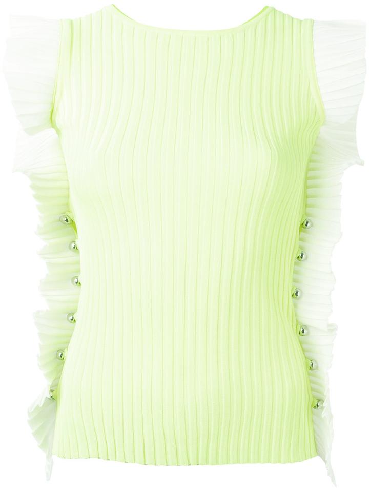 David Koma Ruffle Trim Tank, Women's, Size: Small, Green, Rayon/nylon/spandex/elastane