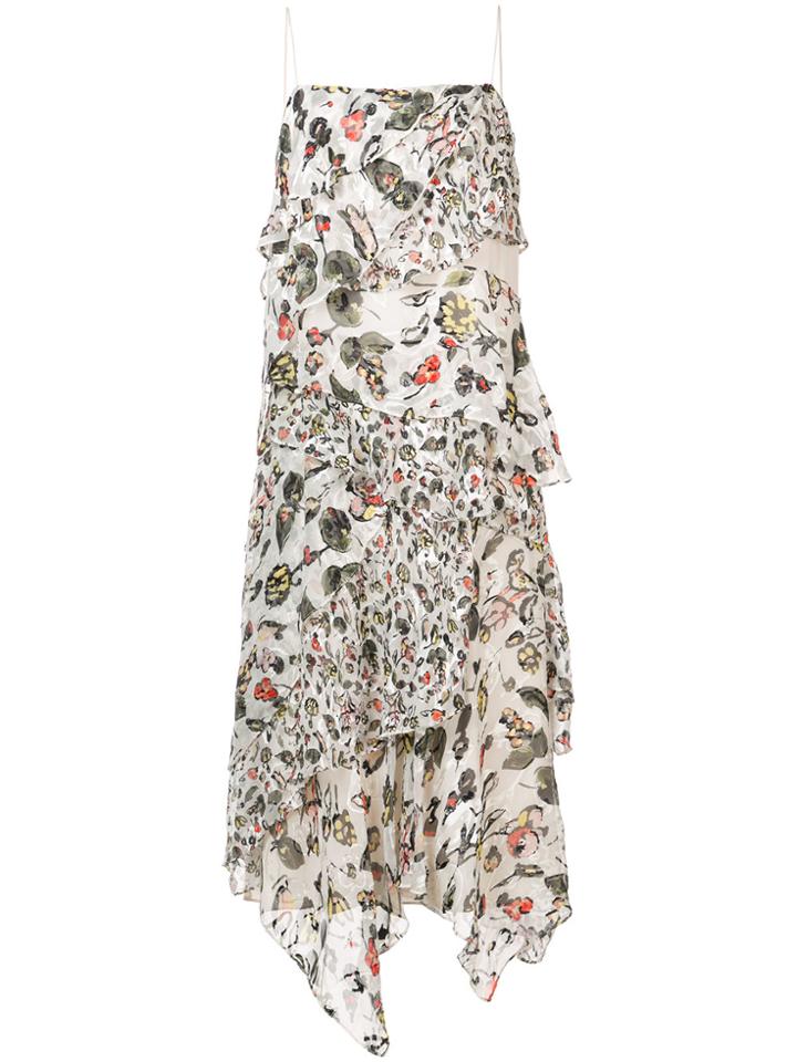 Jason Wu Grey Flared Floral Midi Dress - White