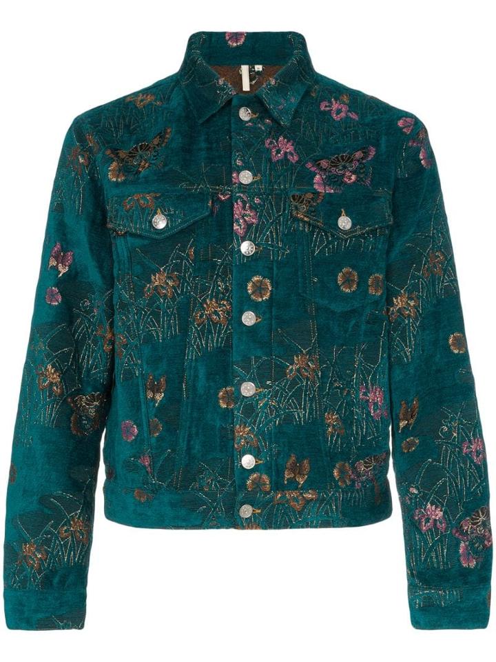 Sunflower Jake Embroidered Velvet Jacket - Green