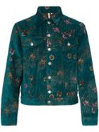 Sunflower Jake Embroidered Velvet Jacket - Green