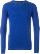 Roberto Collina Cashmere Round Neck Pullover, Men's, Size: 54, Blue, Cashmere