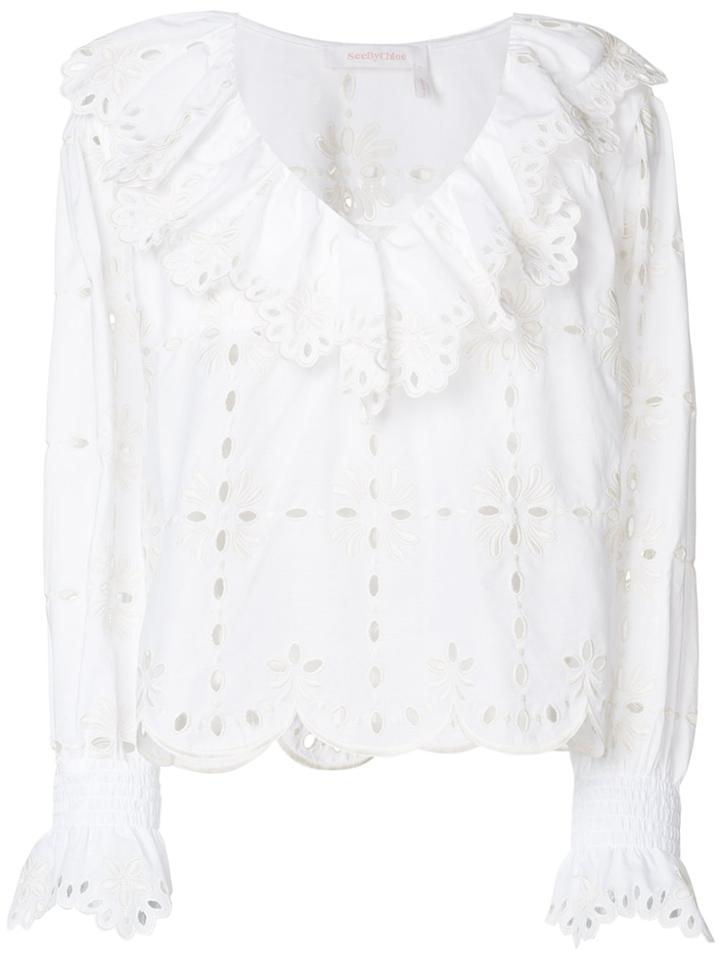 See By Chloé Open Embroidery Blouse - White