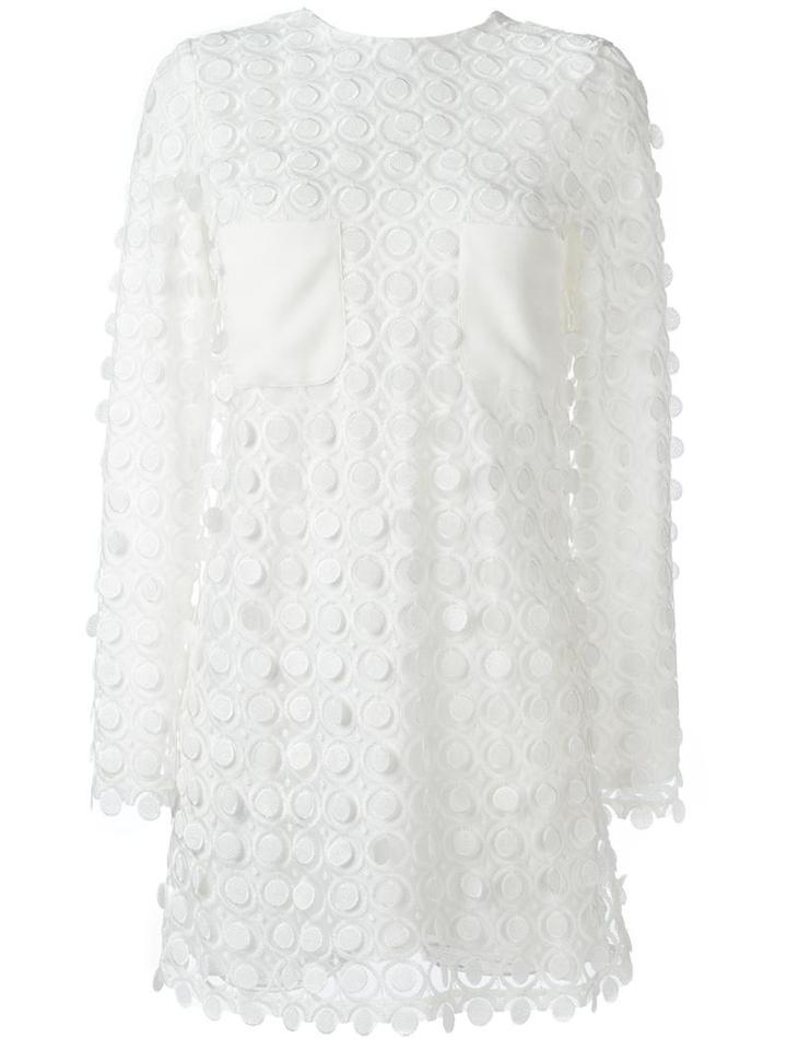 Carven Longsleeved Short Dress, Women's, Size: 40, White, Polyester/acetate/silk
