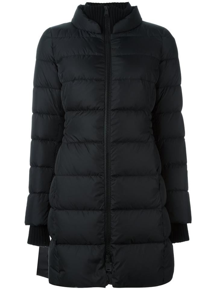 Herno Ribbed Detailing Padded Coat, Women's, Size: 42, Black, Feather Down/polyamide