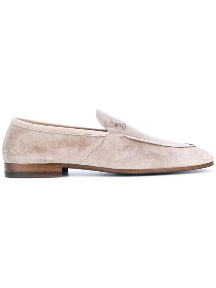 Billionaire Logo Plaque Loafers - Nude & Neutrals