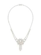 Susan Caplan Vintage 1980s Crystal Drop Necklace - Silver