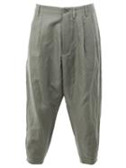 08sircus Cropped Loose-fit Trousers, Men's, Size: 4, Green, Linen/flax/nylon