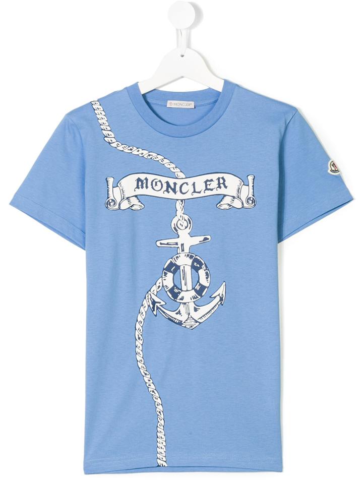 Moncler Kids Sailor Print T-shirt - Blue