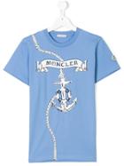 Moncler Kids Sailor Print T-shirt - Blue