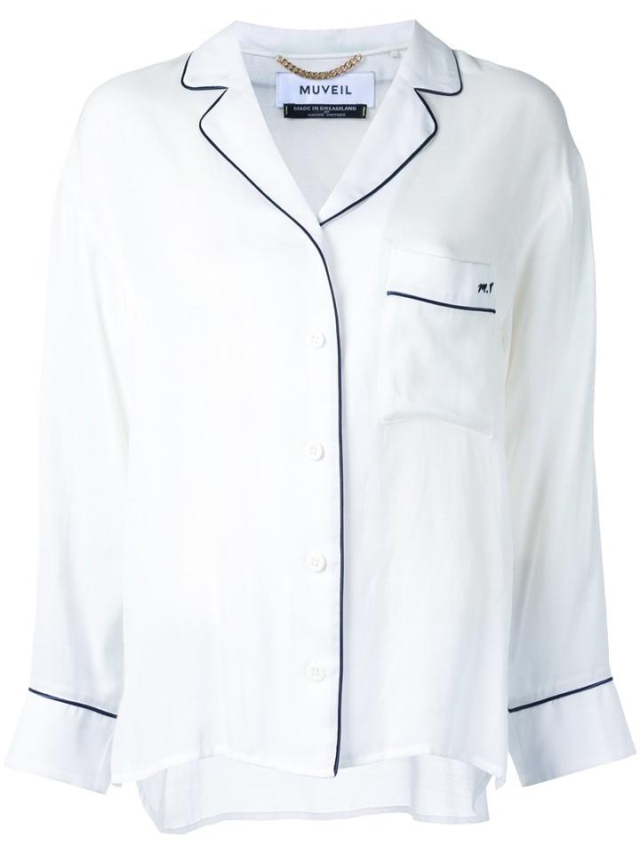 Muveil Chest Pocket Shirt, Women's, Size: 38, White, Rayon/polyester