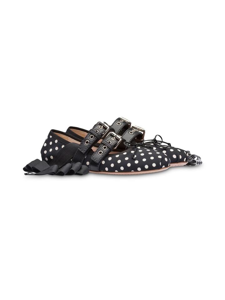 Miu Miu Polka Dot Ballerina Shoes - Black