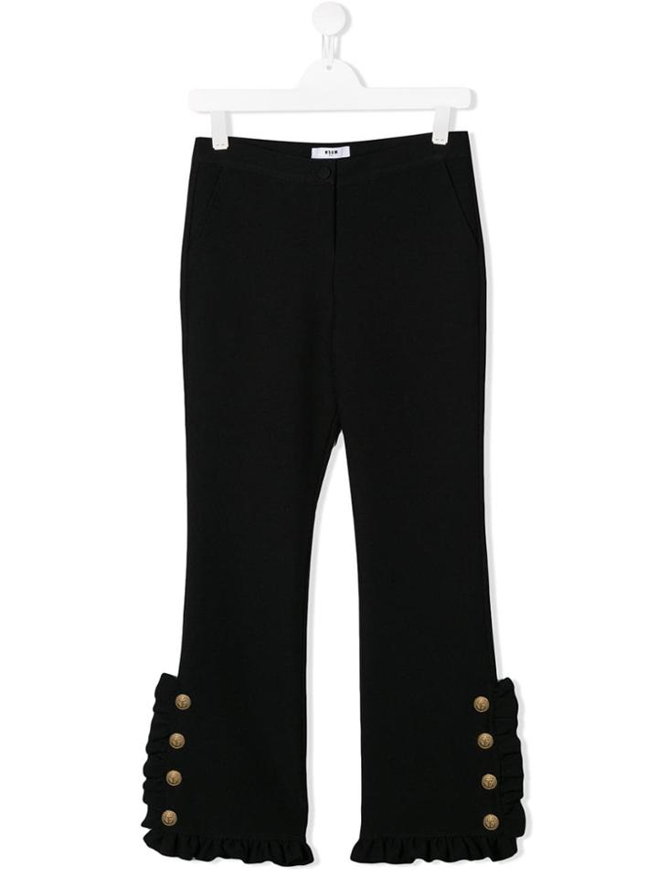 Msgm Kids Teen Ruffle Hem Trousers - Black