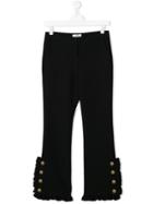 Msgm Kids Teen Ruffle Hem Trousers - Black