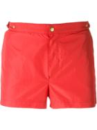 Eleventy Front Button Swim Shorts, Men's, Size: Xxl, Red, Polyester