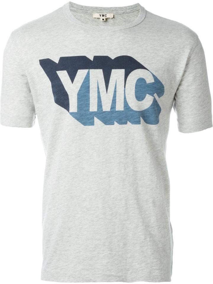 Ymc Logo Print T-shirt, Men's, Size: Xl, Grey, Cotton