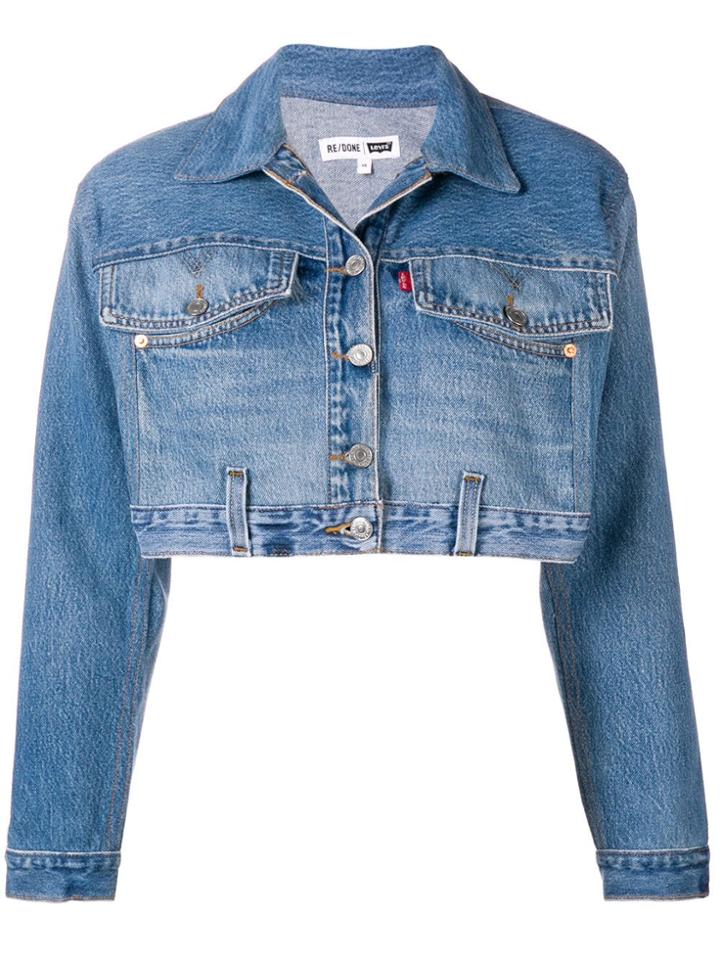 Re/done Cropped Denim Jacket - Blue