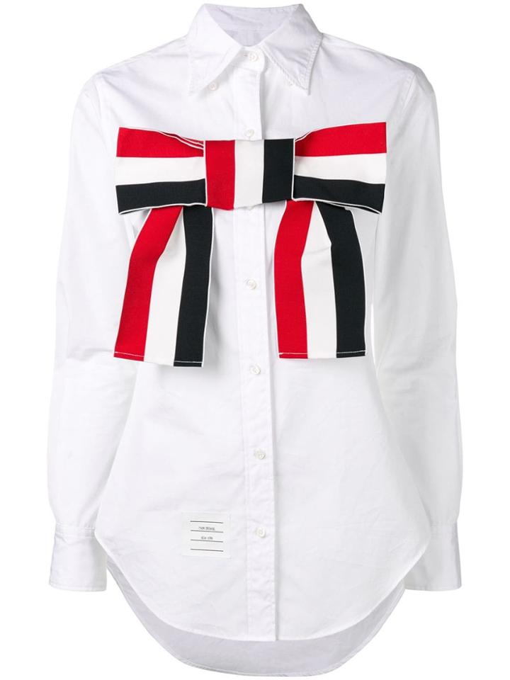 Thom Browne Grosgrain Bow Shirt - White