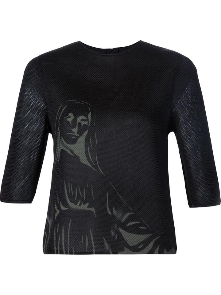 Dominic Louis Printed Mesh T-shirt, Women's, Size: 6, Black, Polyester