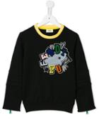 Fendi Kids Logo Patch Sweathirt, Boy's, Size: 6 Yrs, Black