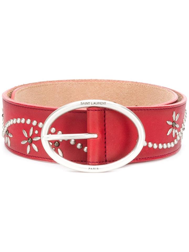 Saint Laurent Studded Floral Belt - Red