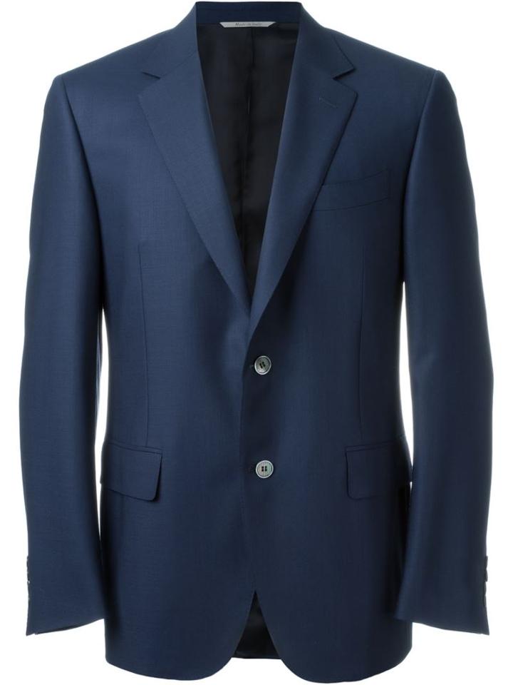 Canali Two Button Blazer, Men's, Size: 54, Blue, Cupro/wool