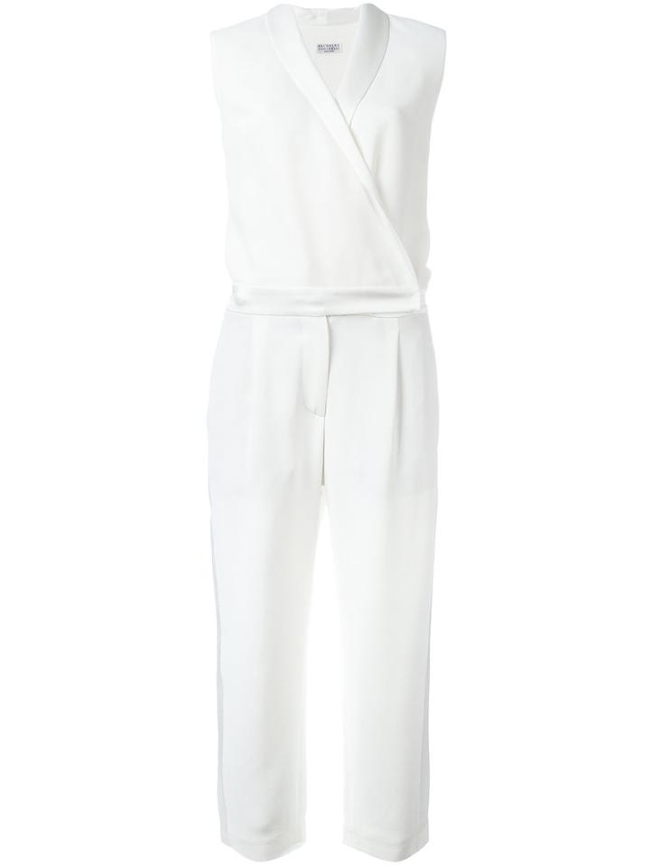 Brunello Cucinelli Wrap Jumpsuit, Women's, Size: Small, White, Silk/acetate