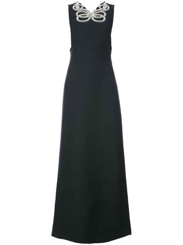 Fendi Double Bow Pearl Beaded Gown - Black
