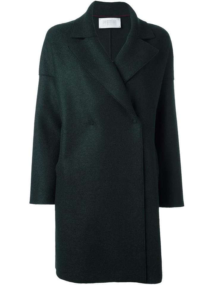 Harris Wharf London Oversized Double Breasted Coat, Women's, Size: Small, Green, Virgin Wool