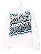 Little Marc Jacobs Teen Graffiti Logo Print Top - White