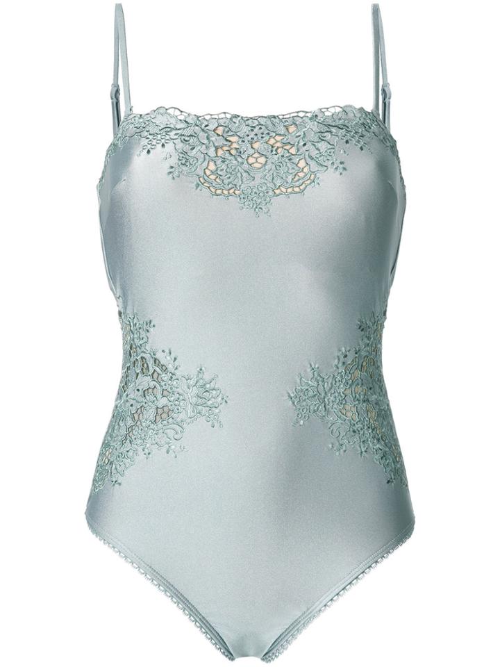 Zimmermann Floral Embroidered Swimsuit - Blue