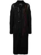 Yohji Yamamoto Contrast Knit Duffle Coat - Black