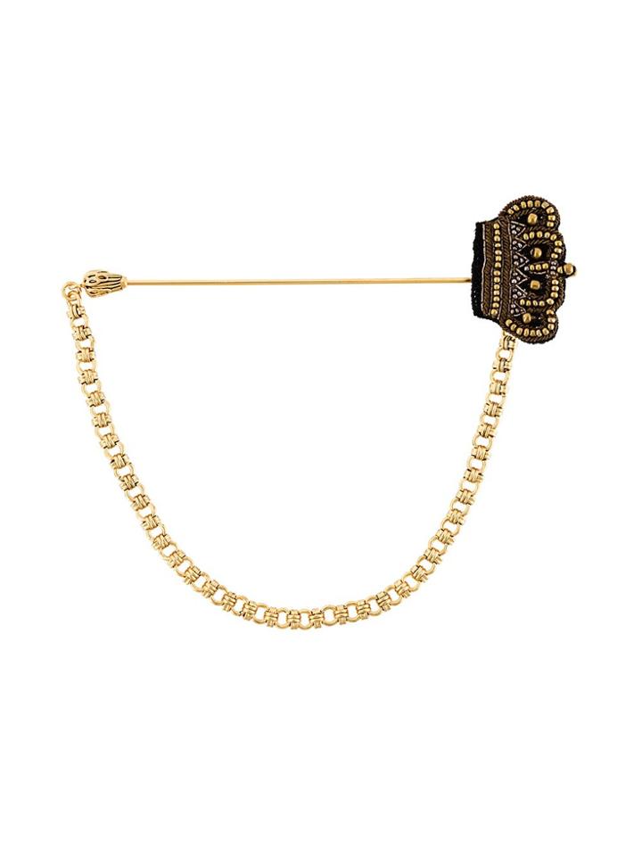 Dolce & Gabbana Beaded Crown Brooch - Black