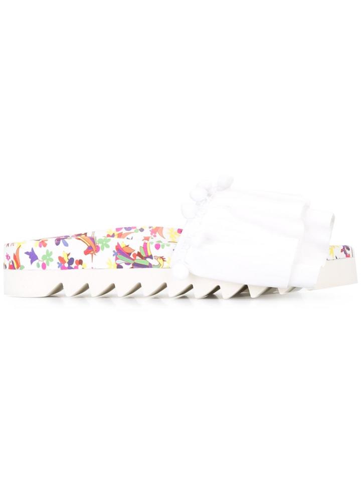 Joshua Sanders Rainbow Embroidered Pool Slides - White
