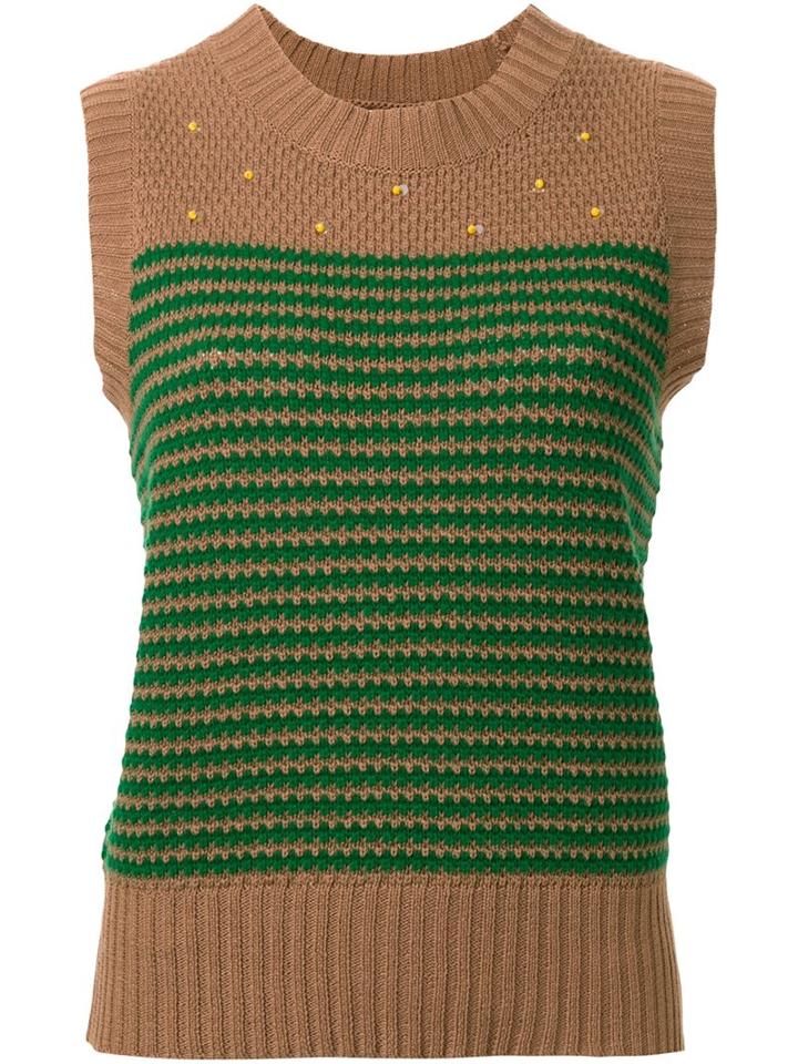 Muveil Knitted Vest, Women's, Size: 40, Brown, Cotton/acrylic/wool