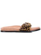 Avec Modération Kitzbuhel Cheetah Print Sandals - Brown