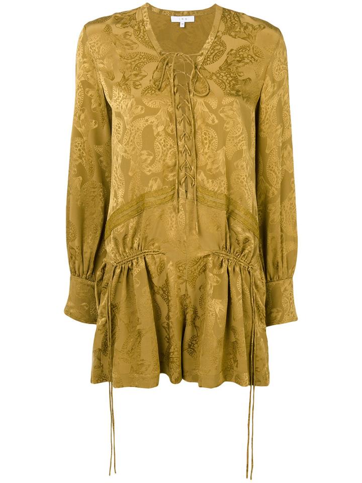 Iro - Lace Up Jumpsuit - Women - Silk/polyamide - 36, Yellow/orange, Silk/polyamide