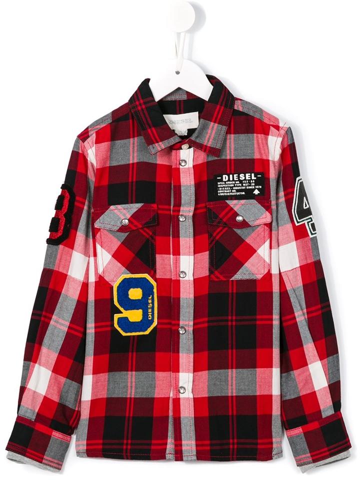 Diesel Kids 'kxaol' Checked Shirt, Boy's, Size: 6 Yrs, Red