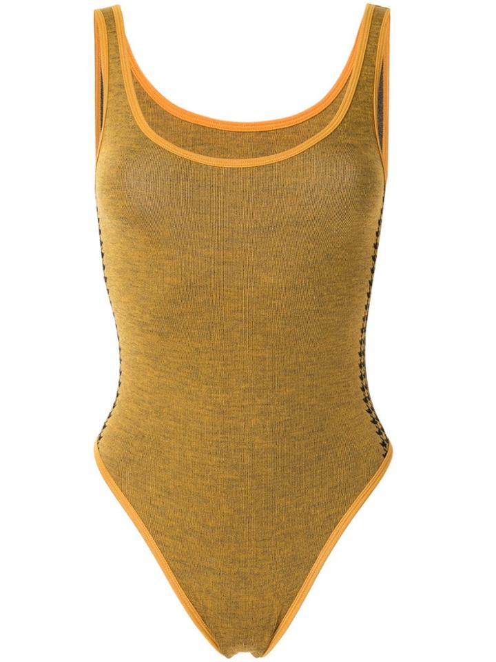 Nagnata Nami Side Stripe Leotard - Yellow