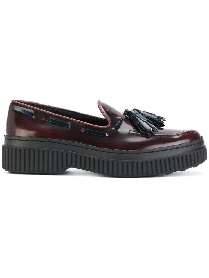 Tod's Tasselled Flatform Loafers - Red