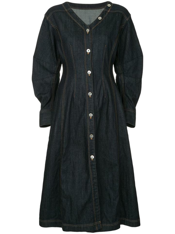 Le Ciel Bleu Denim V-neck Dress - Blue