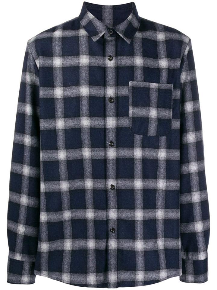 A.p.c. Checked Wool Blend Shirt - Blue