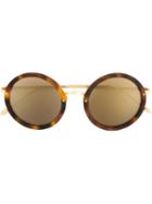 Linda Farrow Round Tortoiseshell Sunglasses