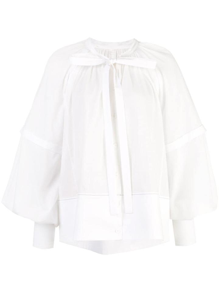 Proenza Schouler L/s Gathered Top-cotton Voile - White