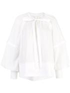 Proenza Schouler L/s Gathered Top-cotton Voile - White